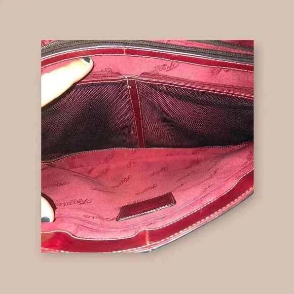 Fossil Red Leather Laptop Bag Great Condition - Picture 4 of 5